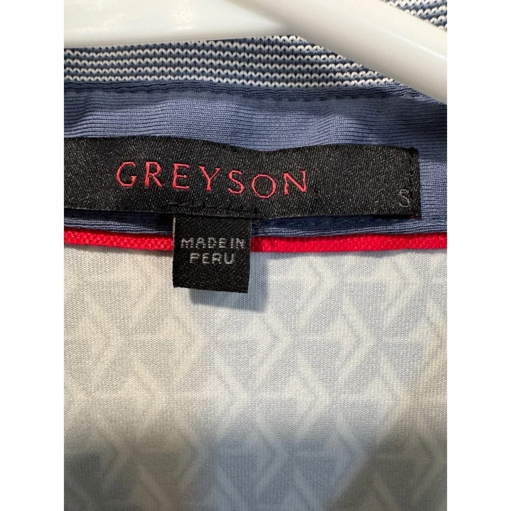 GREYSON Women's Golf Polo Shirt Size S Blue Geometric Print Short Sleeve - Picture 3 of 9